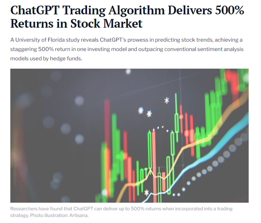 chatgpt股票投資美國 ChatGPT成股神！能預測股市走勢，投資回報率高達500%！